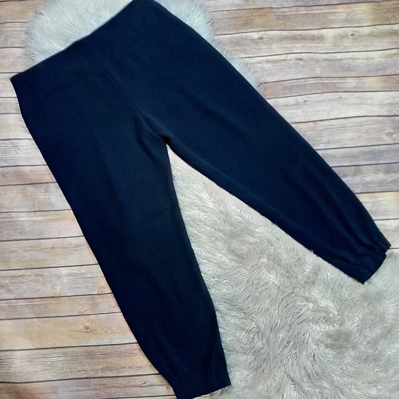 Vince. | Navy Blue Silky Pleated Front Tapered Haram Cropped Ankle Dress Pants - Picture 4 of 9